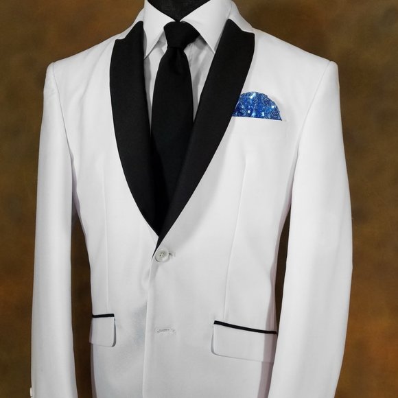 Men's Sequin Pre-Folded Pocket Square Insert - Sky Blue Fan Design - Picture 2 of 8